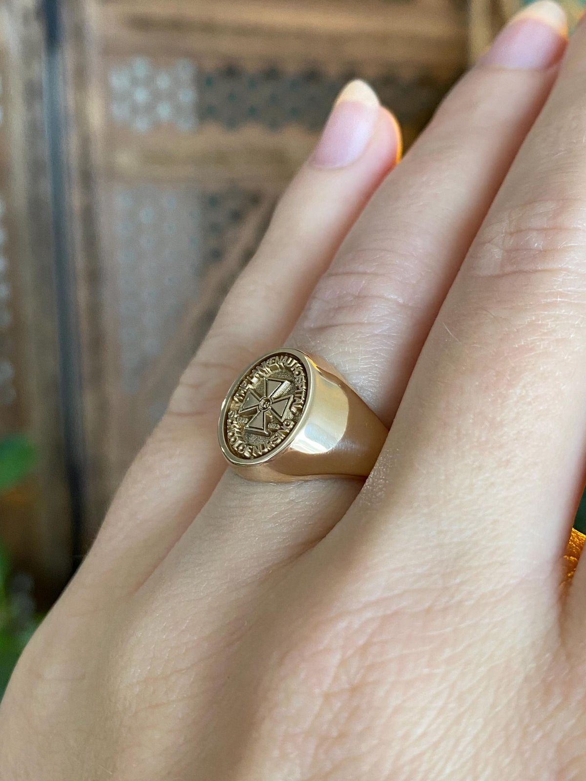 Vintage Solid 14k Yellow Gold The Lankenau Hospital School of Nursing Signet Ring - Size 5