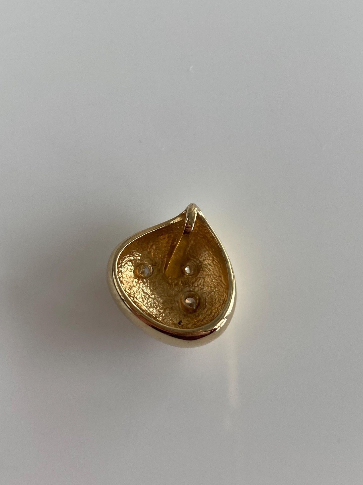 Vintage Solid 14k Yellow Gold Diamond Dotted Teardrop Charm
