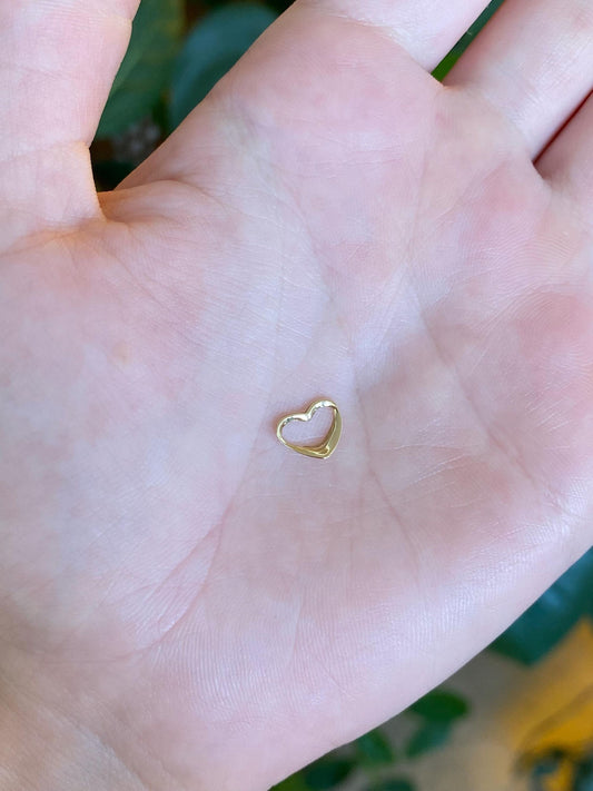 Vintage Solid 14k Yellow Gold Open Heart Charm