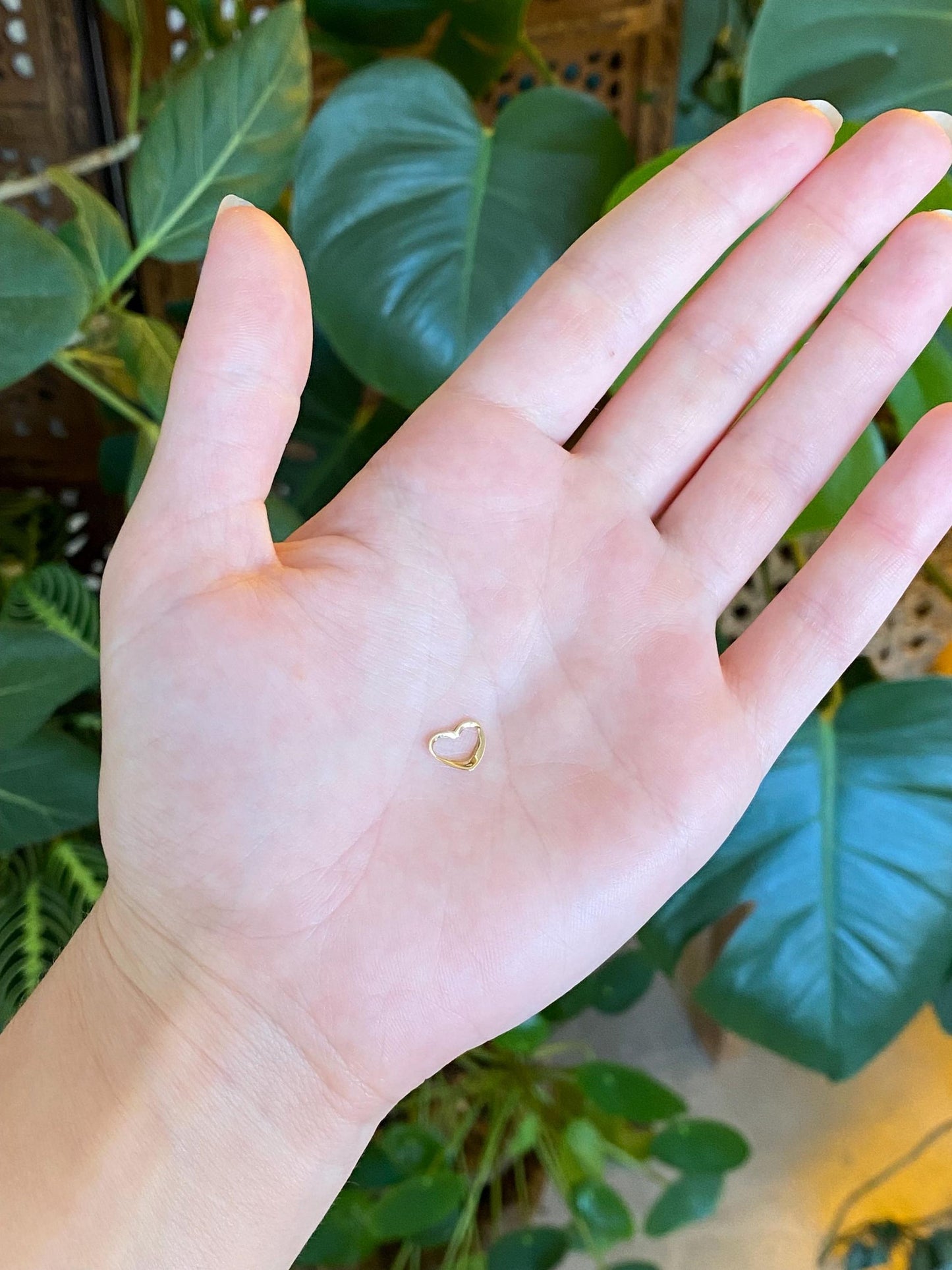 Vintage Solid 14k Yellow Gold Open Heart Charm