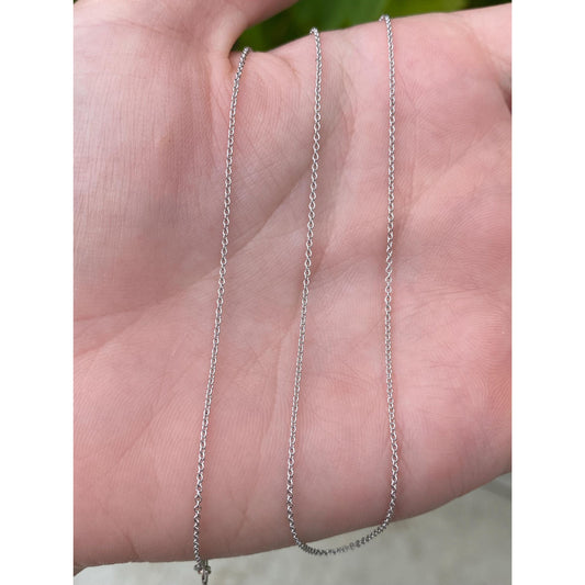 Vintage Solid 14k White Gold Tight Rolo Chain Necklace - 16 inches