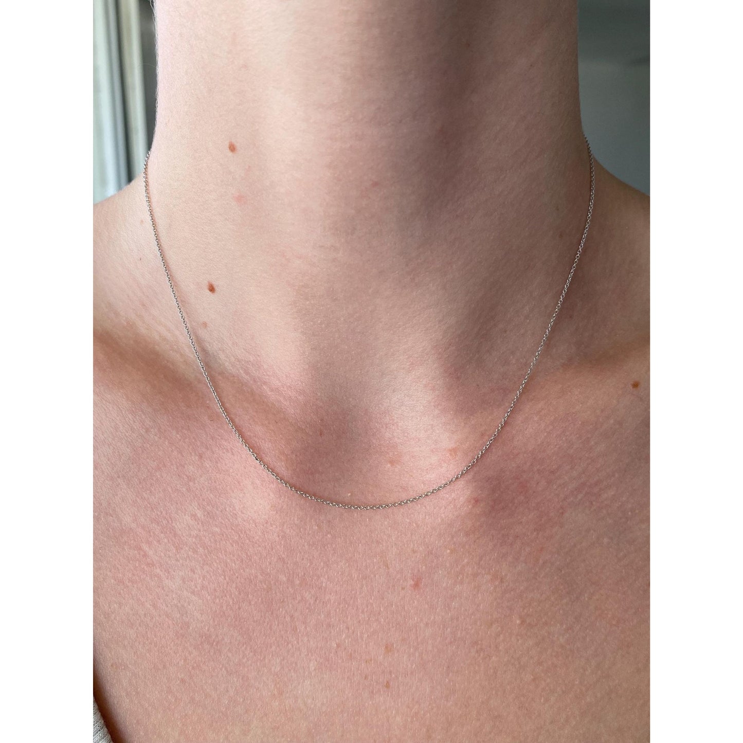 Vintage Solid 14k White Gold Tight Rolo Chain Necklace - 16 inches