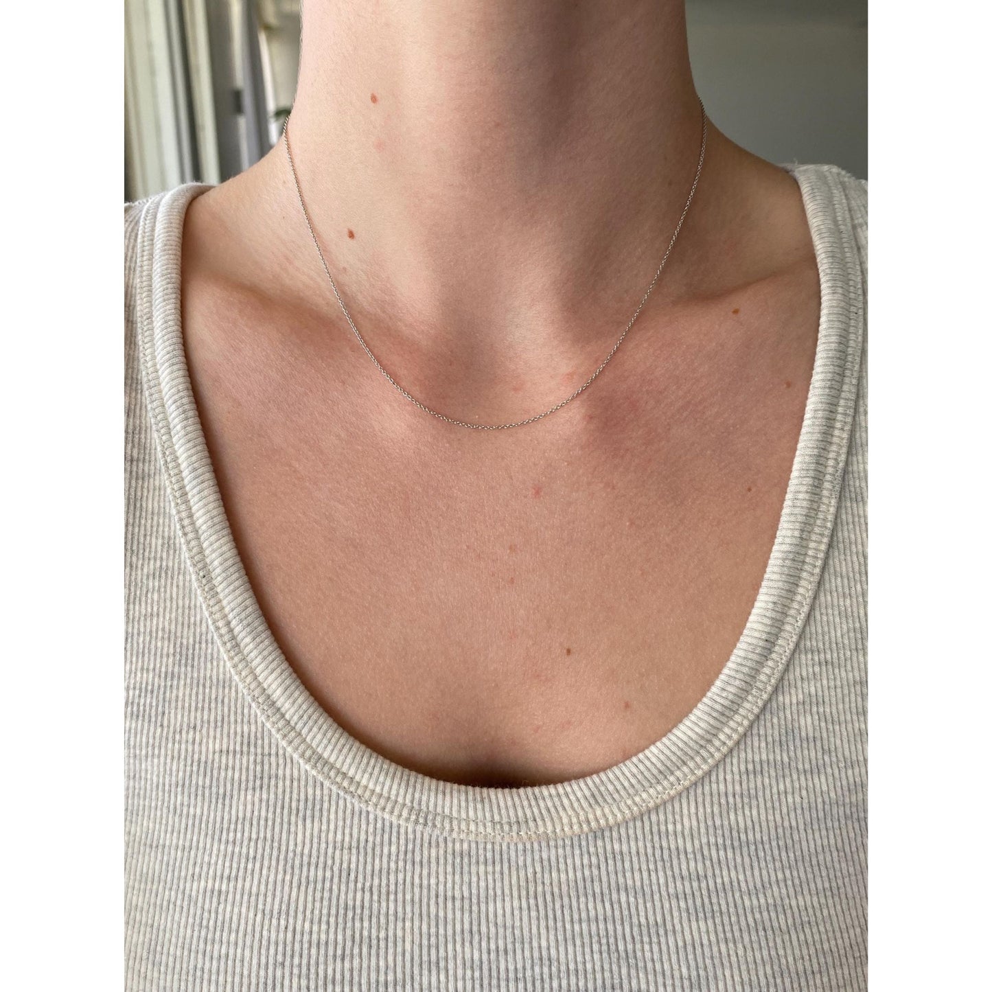 Vintage Solid 14k White Gold Tight Rolo Chain Necklace - 16 inches