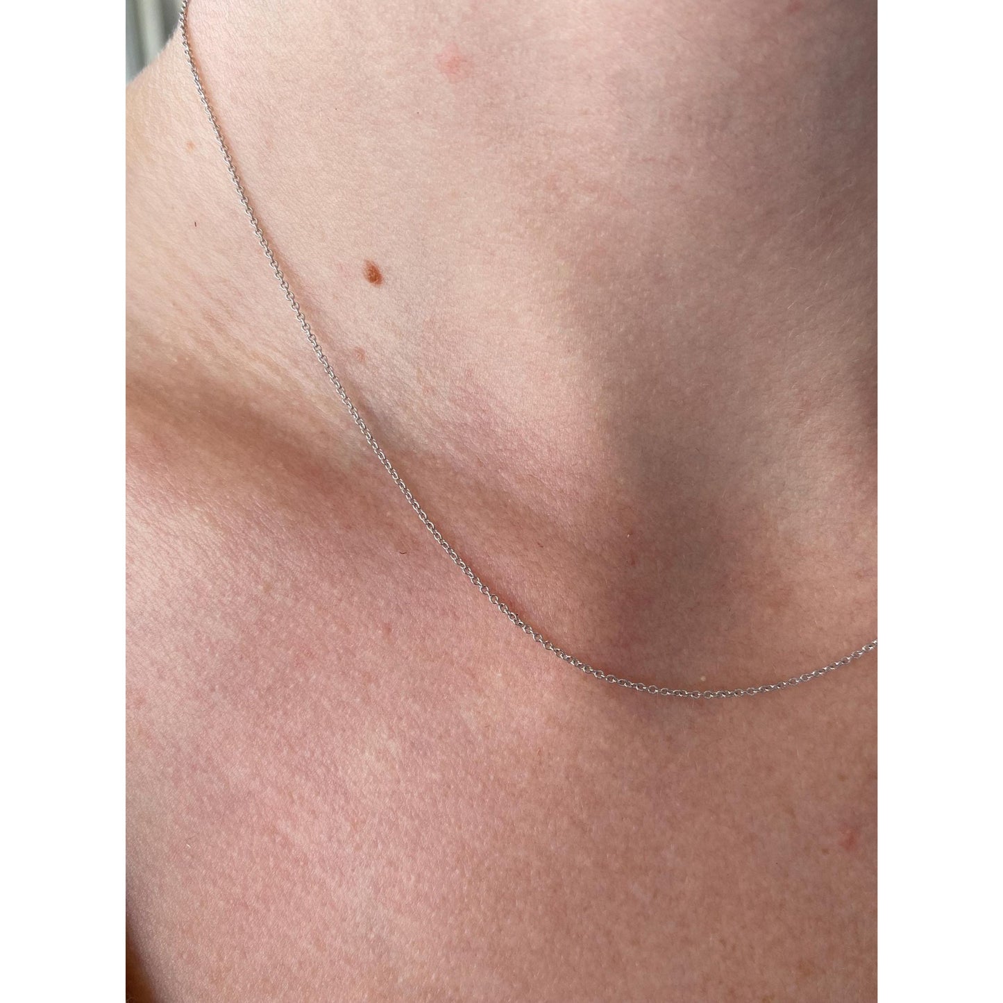 Vintage Solid 14k White Gold Tight Rolo Chain Necklace - 16 inches