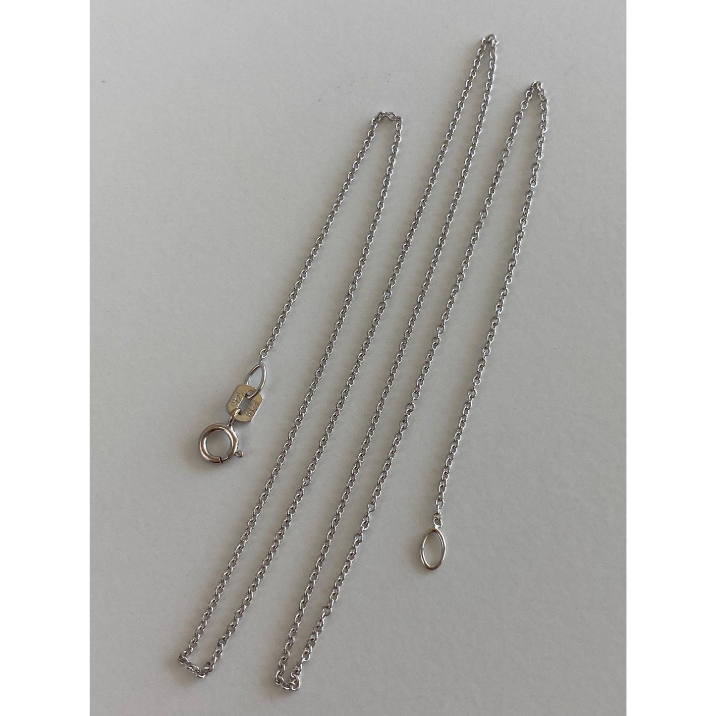 Vintage Solid 14k White Gold Tight Rolo Chain Necklace - 16 inches