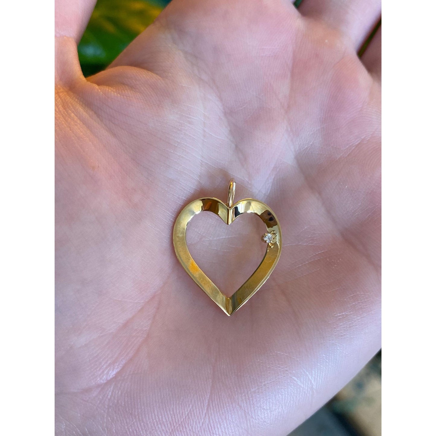 Solid 14k Yellow Gold Diamond Heart Charm