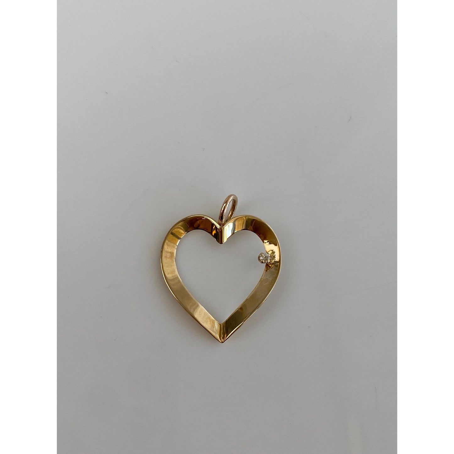Solid 14k Yellow Gold Diamond Heart Charm