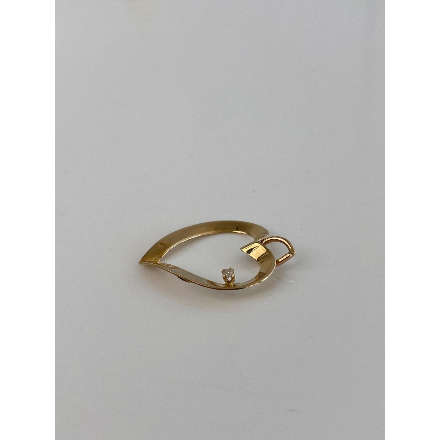 Solid 14k Yellow Gold Diamond Heart Charm