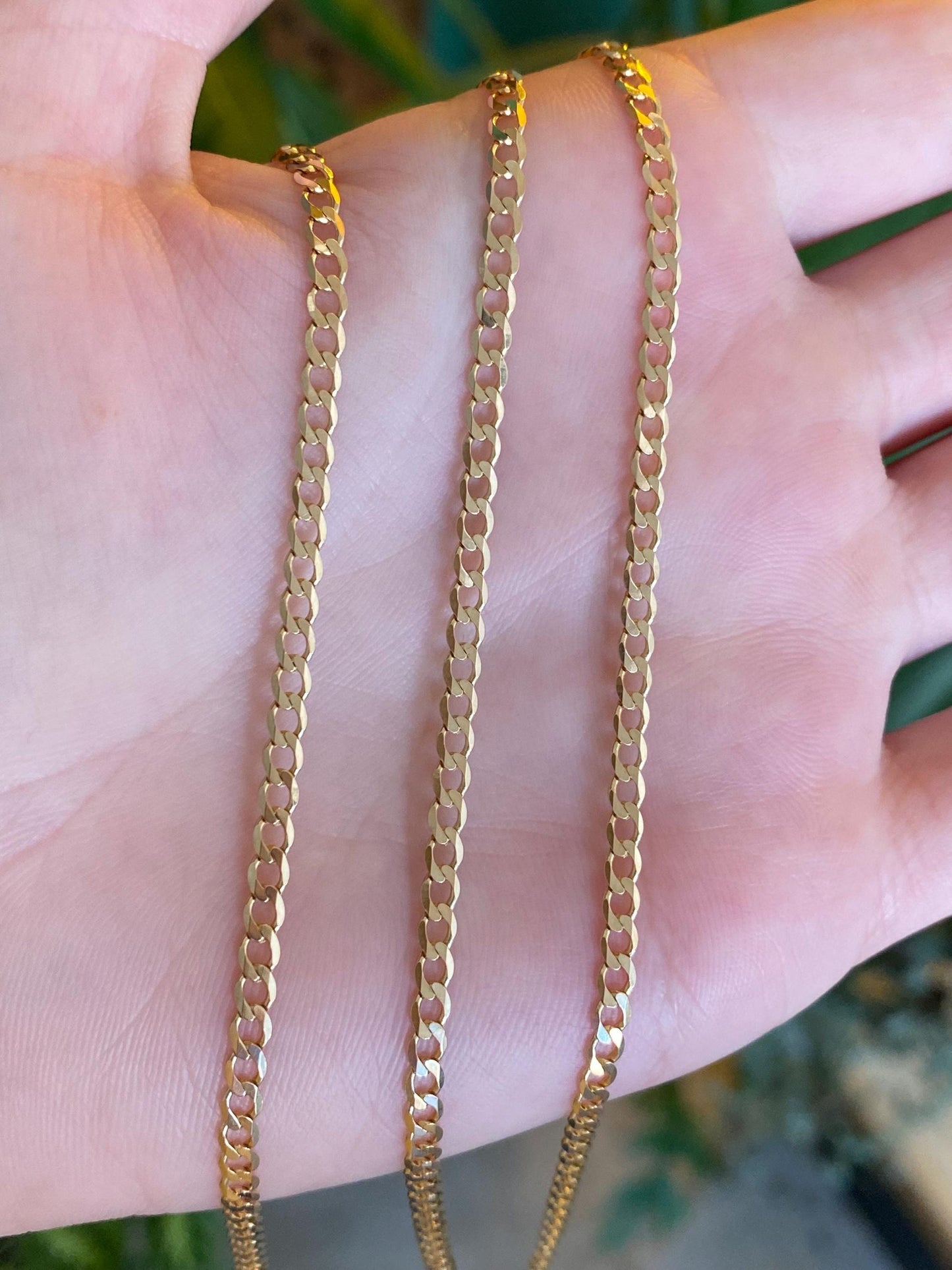 Vintage Solid 14k Yellow Gold Long Elongated Curb Chain Necklace - 28.5 inches