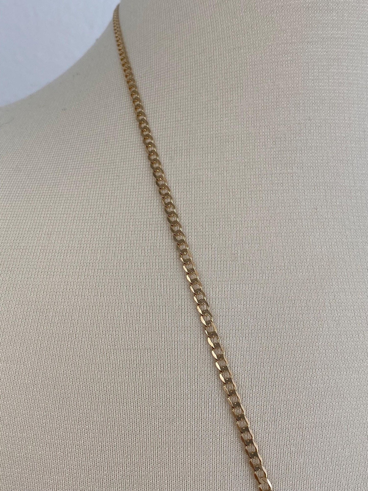 Vintage Solid 14k Yellow Gold Long Elongated Curb Chain Necklace - 28.5 inches