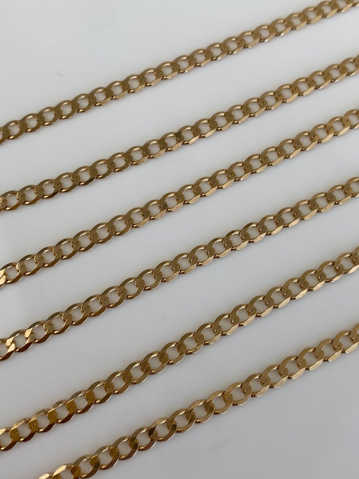 Vintage Solid 14k Yellow Gold Long Elongated Curb Chain Necklace - 28.5 inches