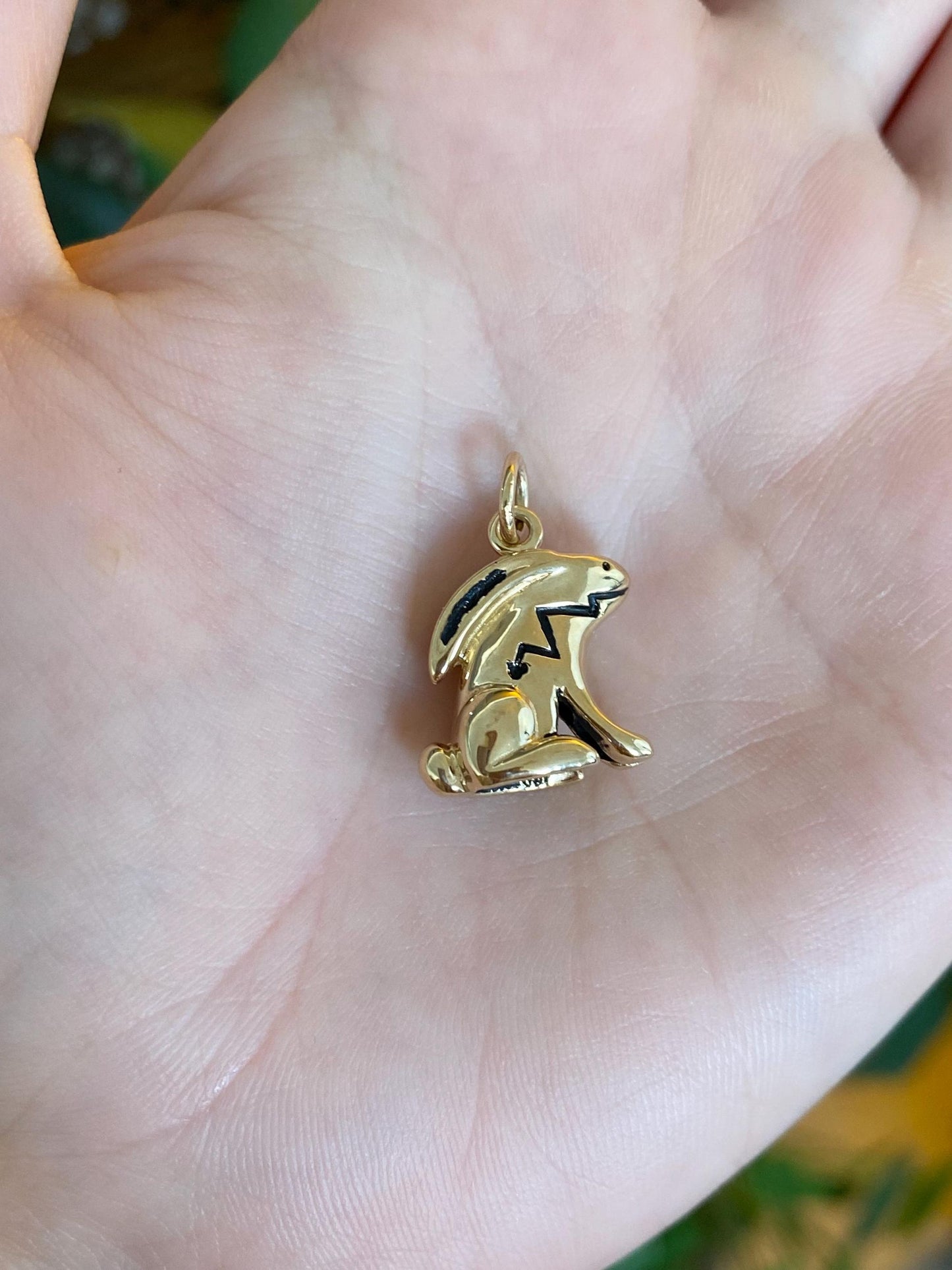 Vintage Solid  14k Yellow Gold Arrow Bunny Charm