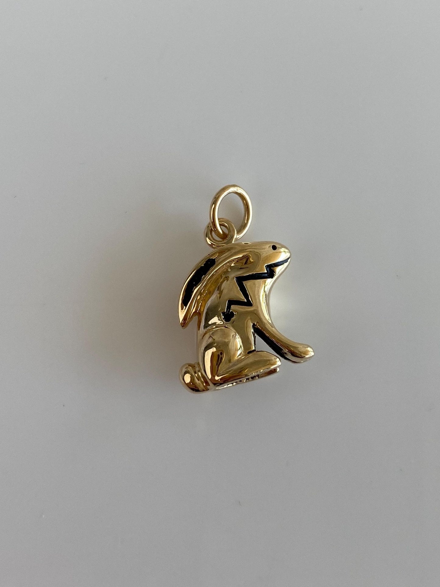 Vintage Solid  14k Yellow Gold Arrow Bunny Charm