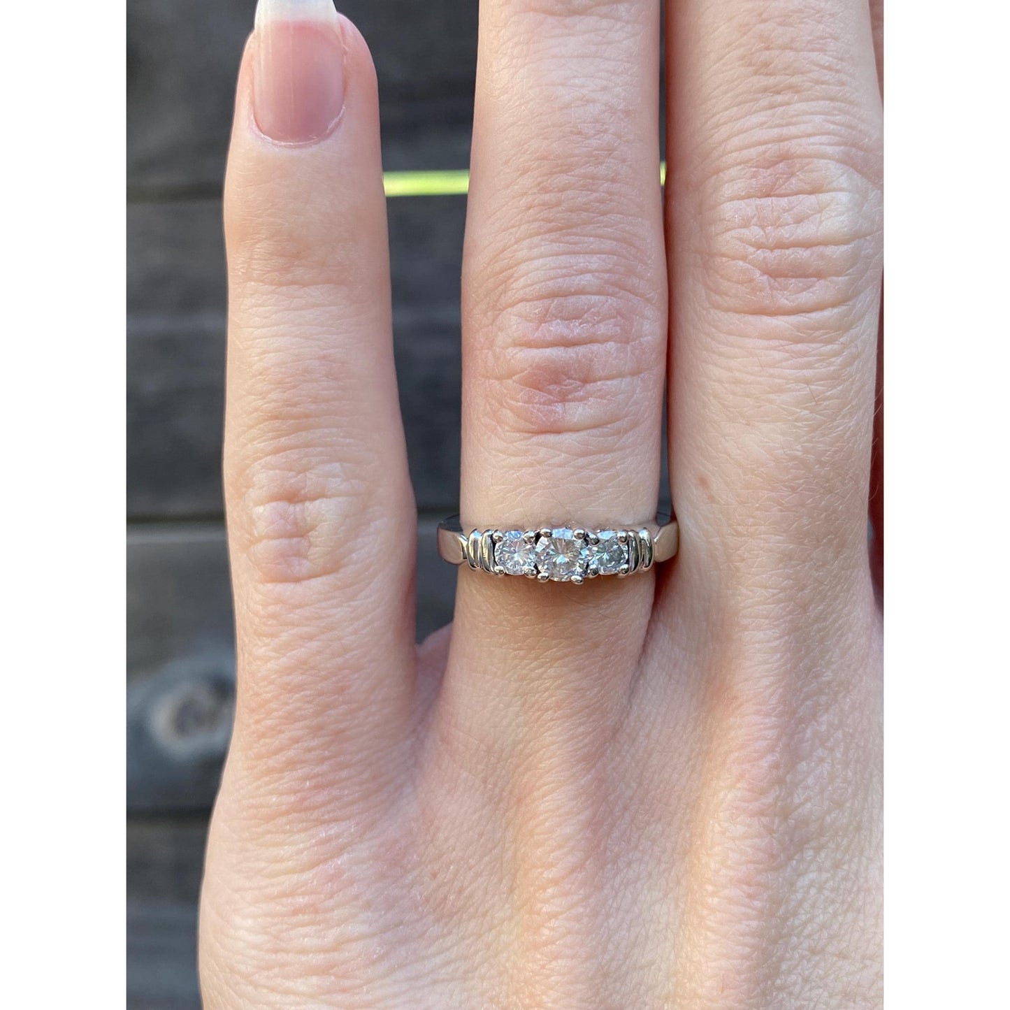 Vintage Solid 14k White Gold Diamond Ring - Size 5