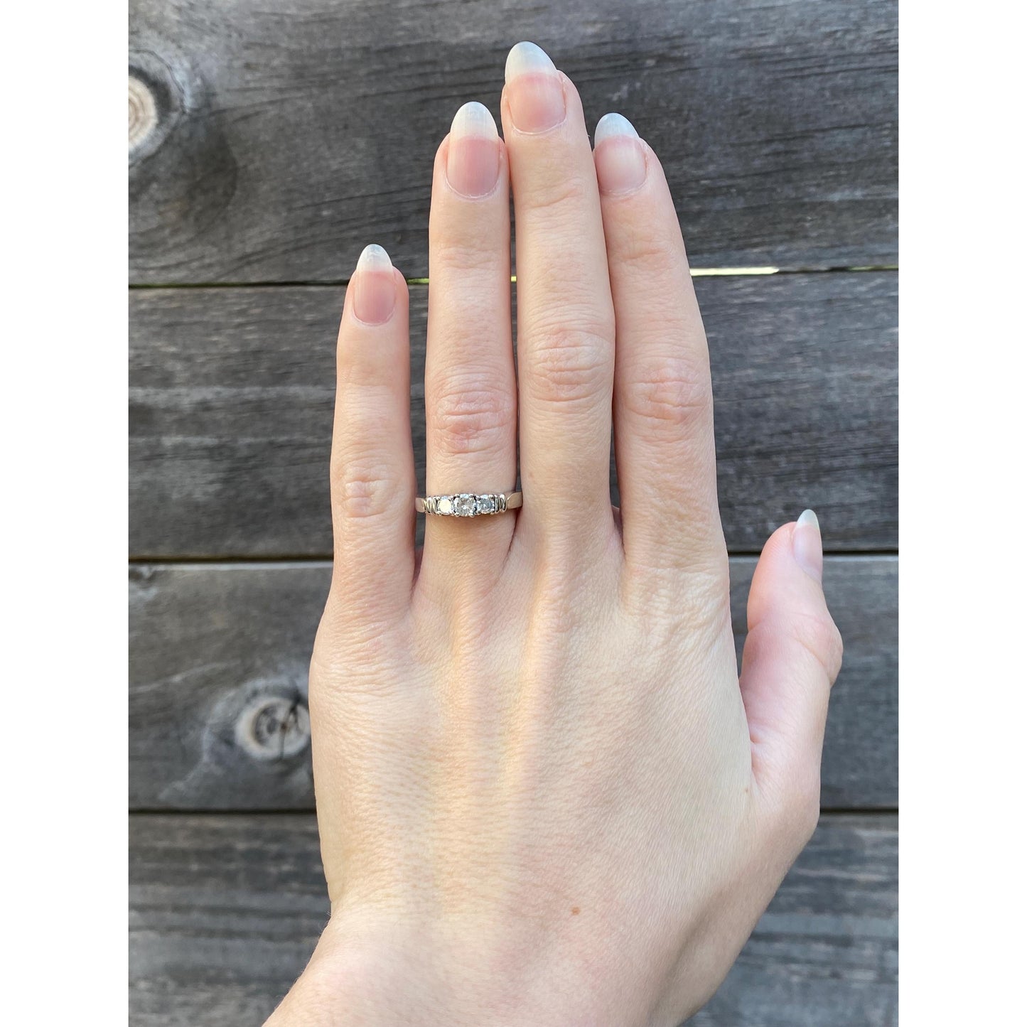 Vintage Solid 14k White Gold Diamond Ring - Size 5