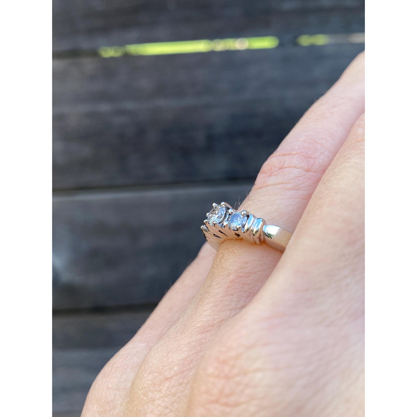 Vintage Solid 14k White Gold Diamond Ring - Size 5