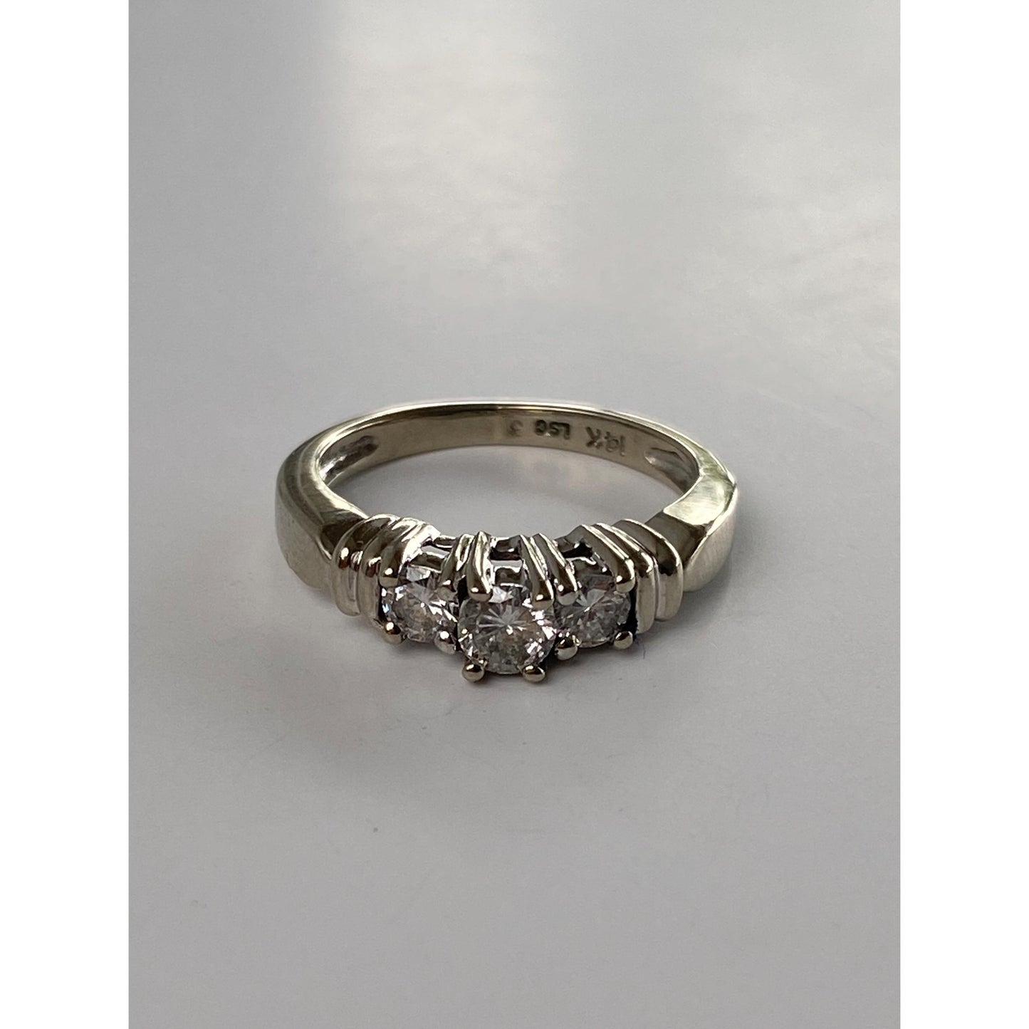 Vintage Solid 14k White Gold Diamond Ring - Size 5