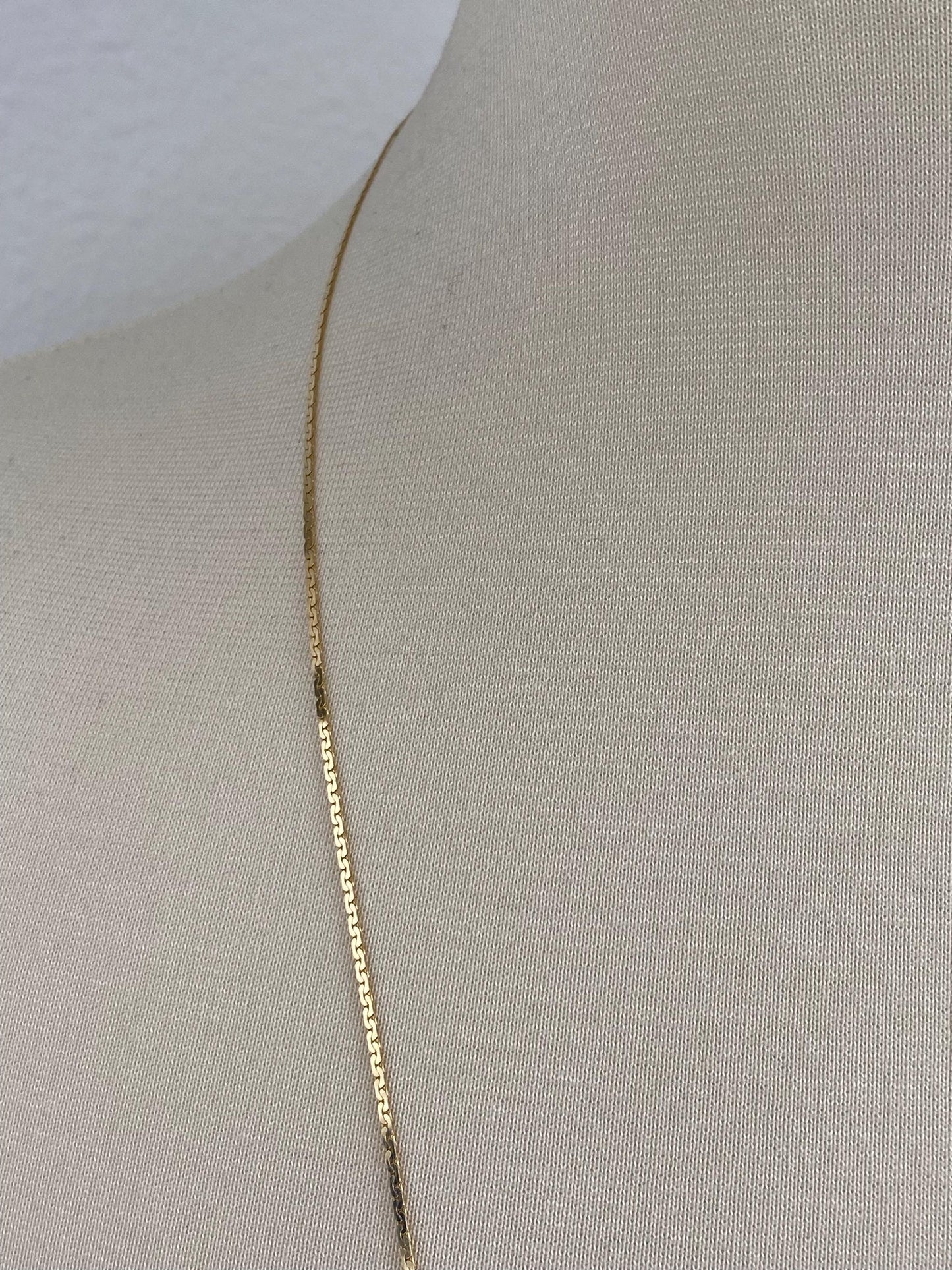 Vintage Solid 14k Yellow Gold Long Flat C Link Chain Necklace - 27.5 inches