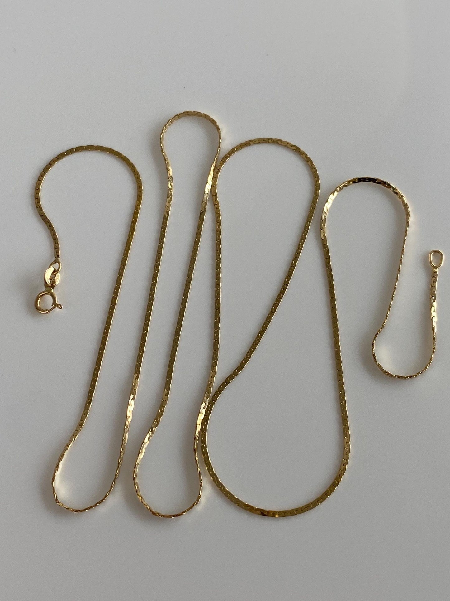Vintage Solid 14k Yellow Gold Long Flat C Link Chain Necklace - 27.5 inches