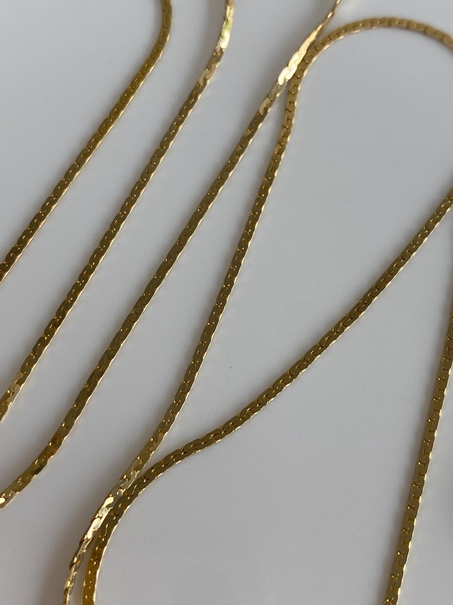 Vintage Solid 14k Yellow Gold Long Flat C Link Chain Necklace - 27.5 inches
