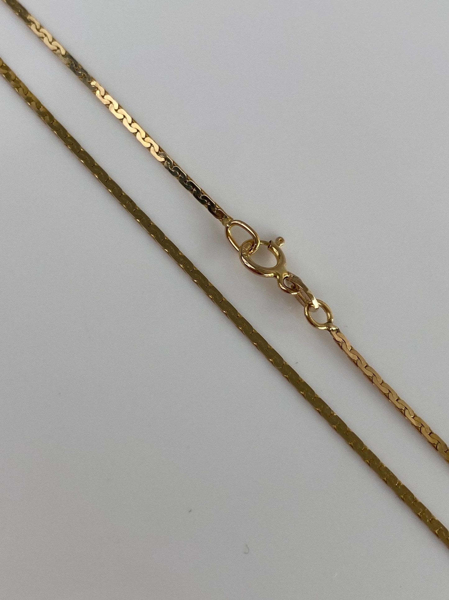 Vintage Solid 14k Yellow Gold Long Flat C Link Chain Necklace - 27.5 inches