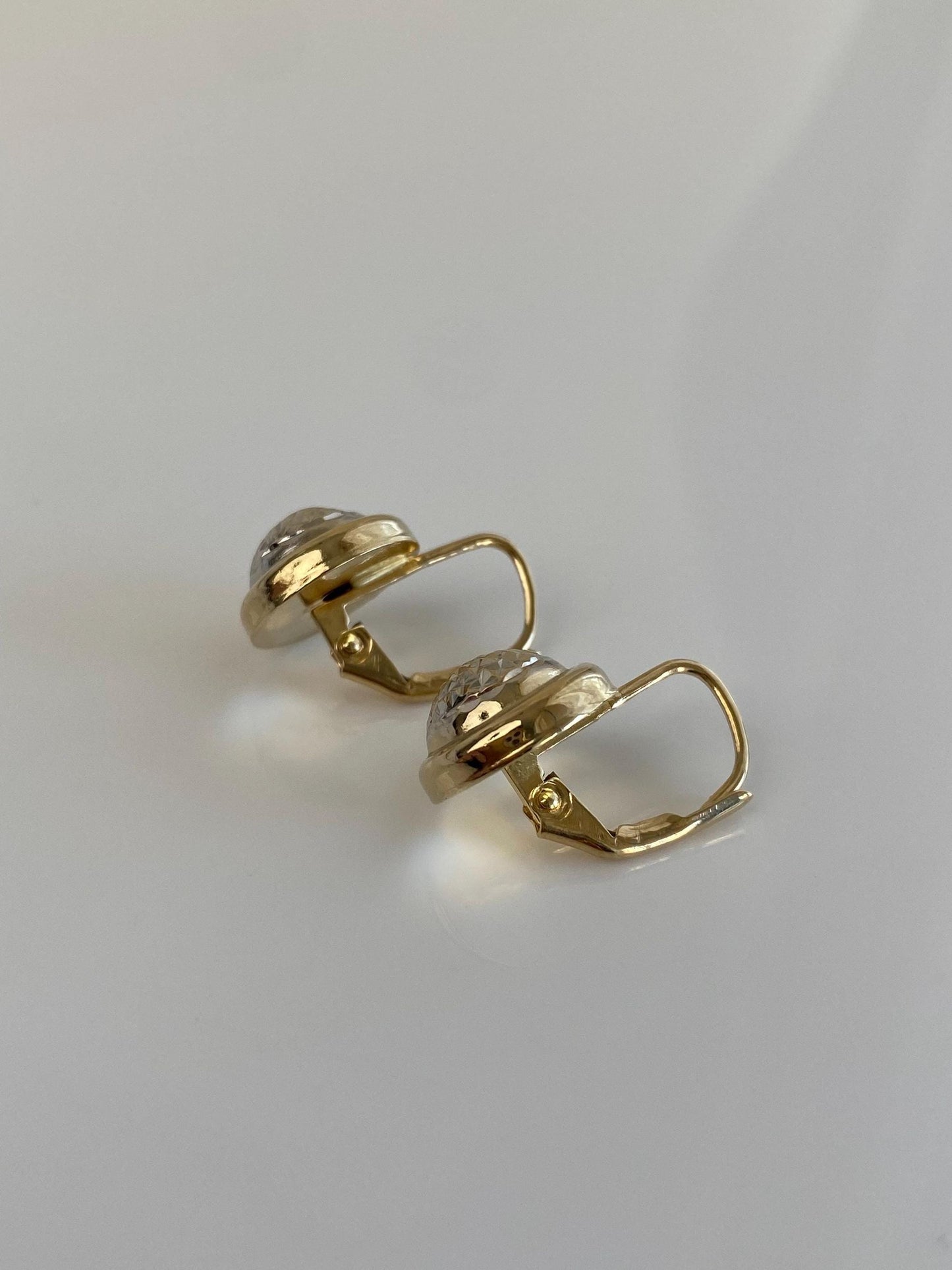 Vintage 14k White & Yellow Gold Diamond Cut Drop Earrings