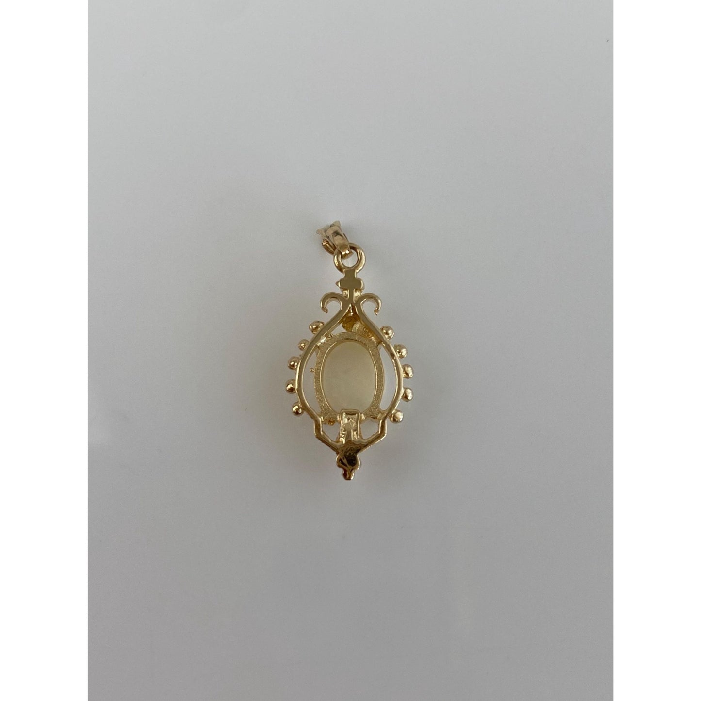 Solid 14k Yellow Gold Opal Ornate Charm
