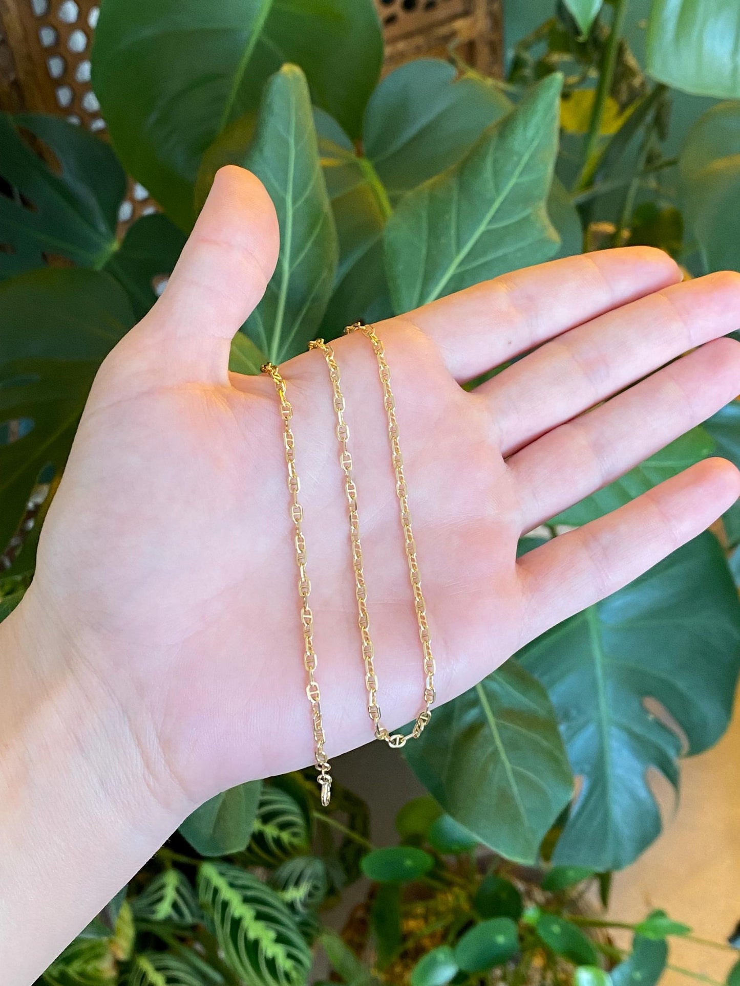 Vintage Solid 14k Yellow Gold Mariner Chain Necklace - 18 inches