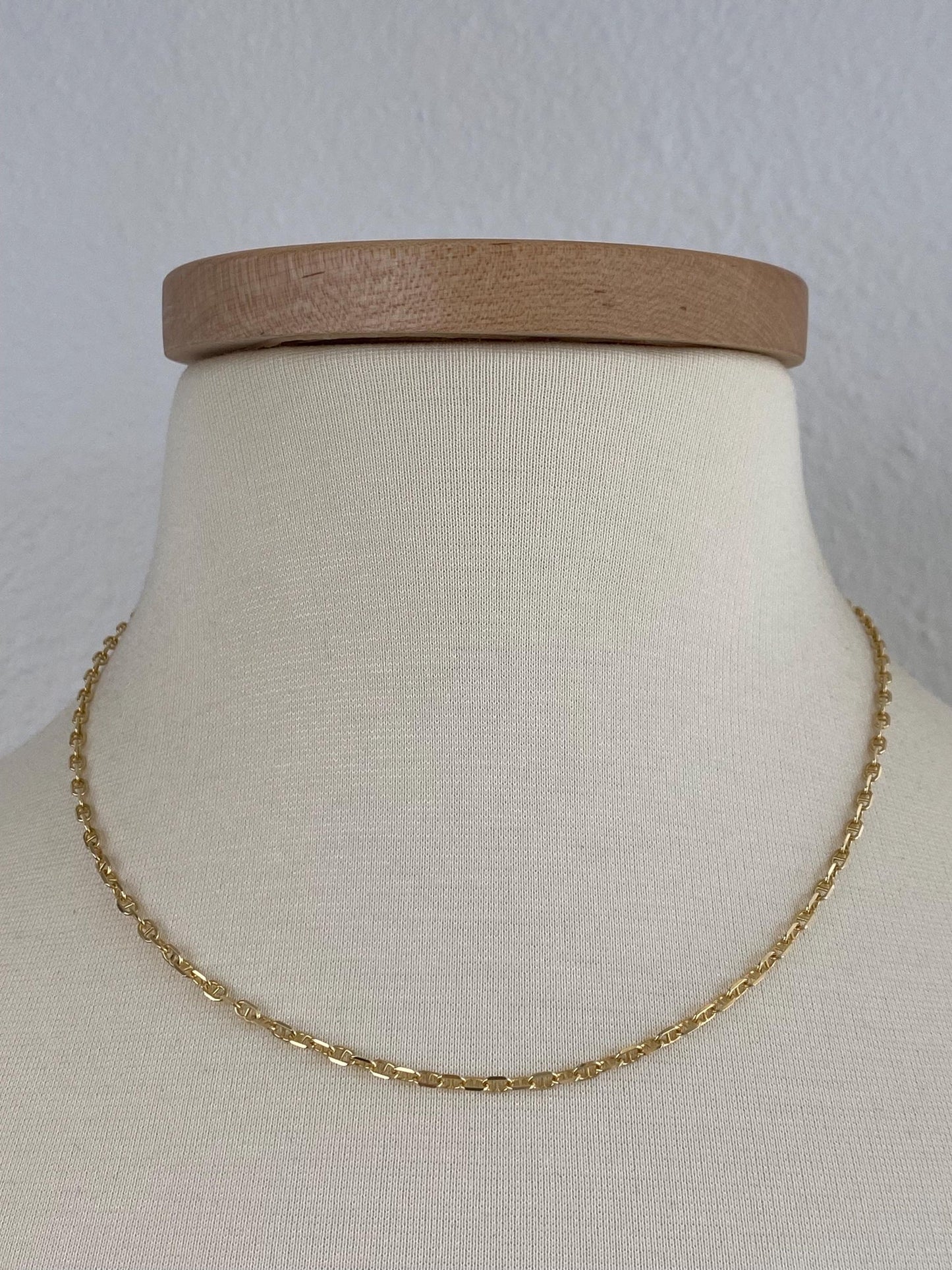 Vintage Solid 14k Yellow Gold Mariner Chain Necklace - 18 inches