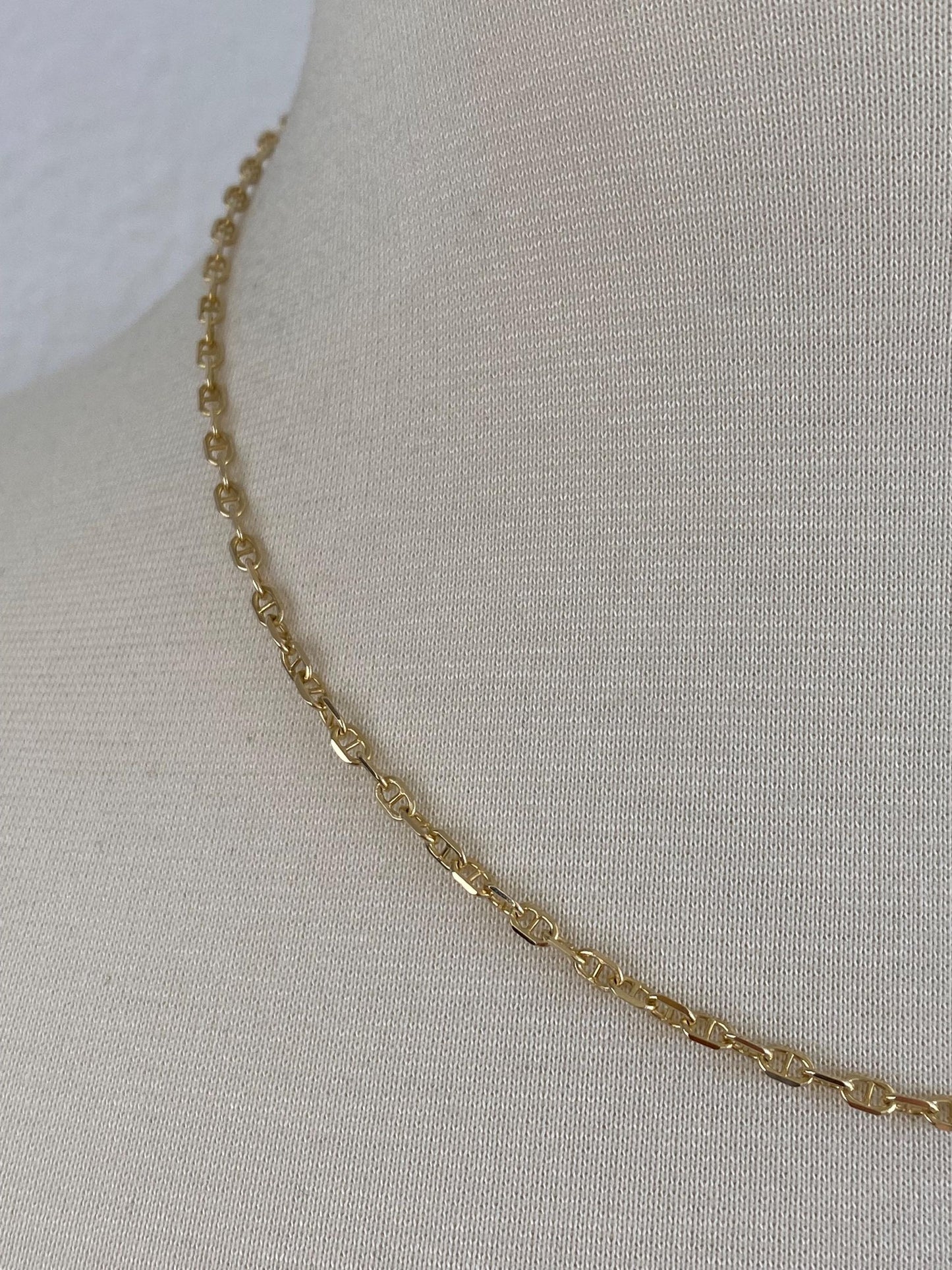 Vintage Solid 14k Yellow Gold Mariner Chain Necklace - 18 inches