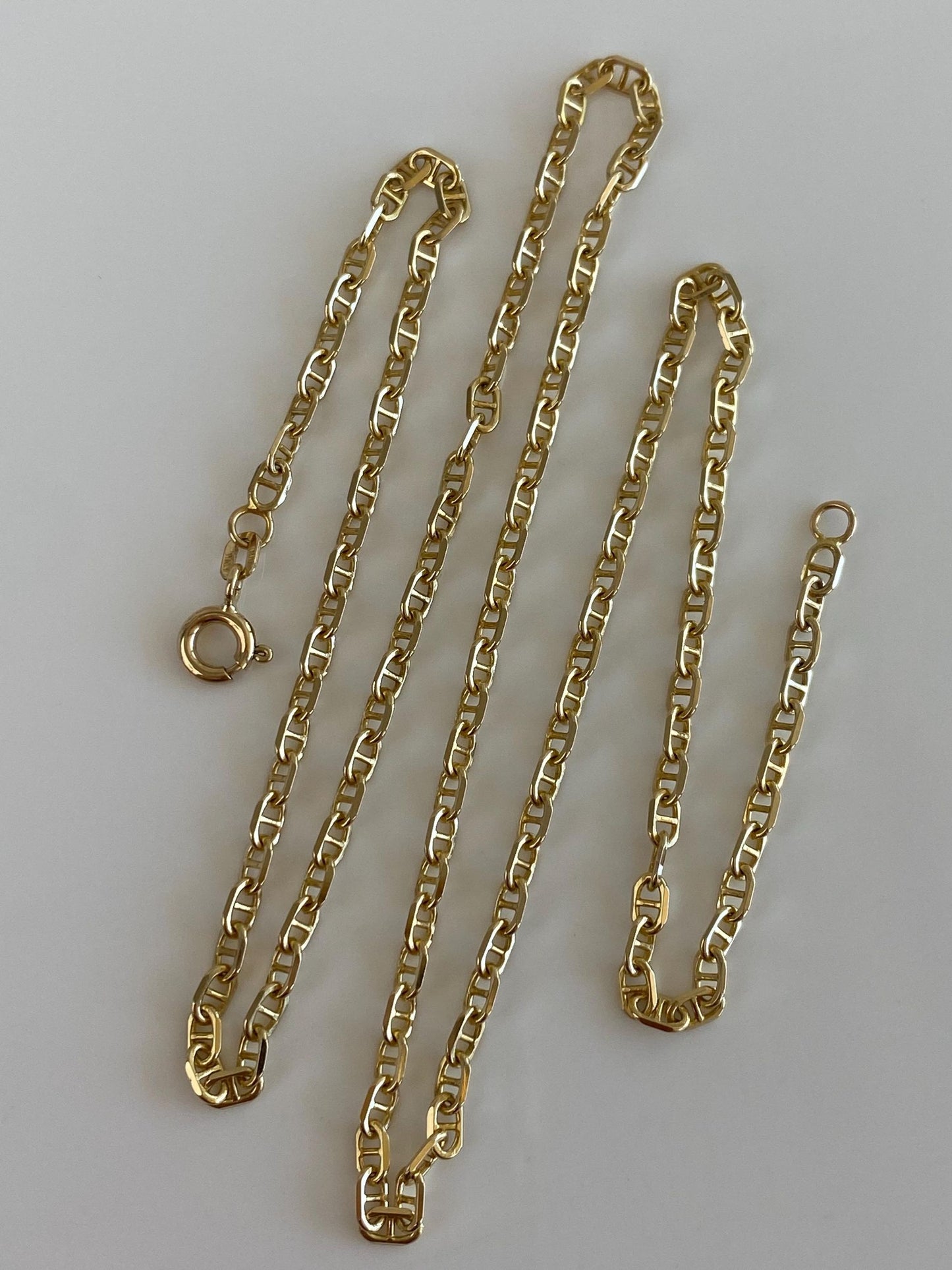 Vintage Solid 14k Yellow Gold Mariner Chain Necklace - 18 inches