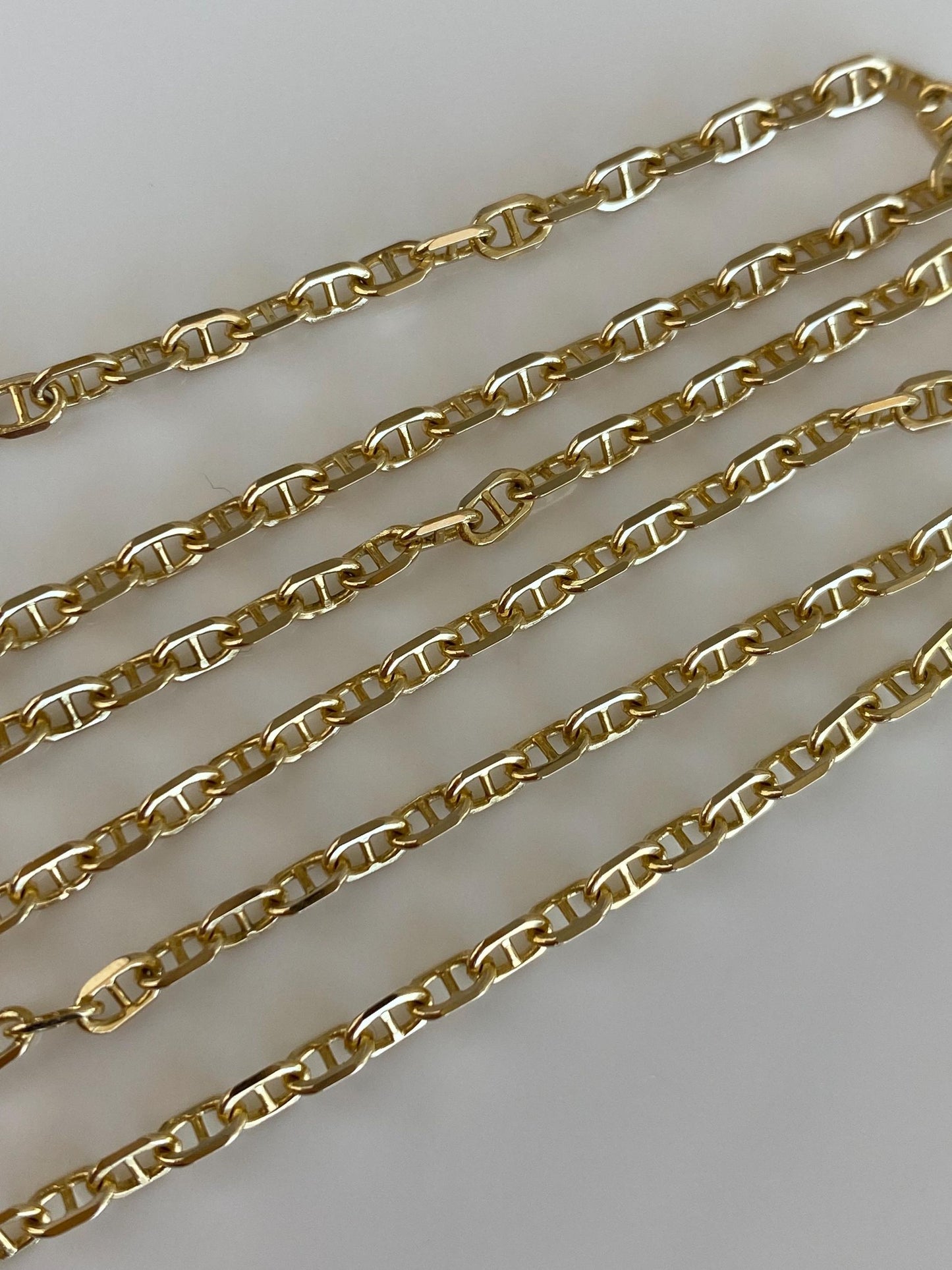 Vintage Solid 14k Yellow Gold Mariner Chain Necklace - 18 inches
