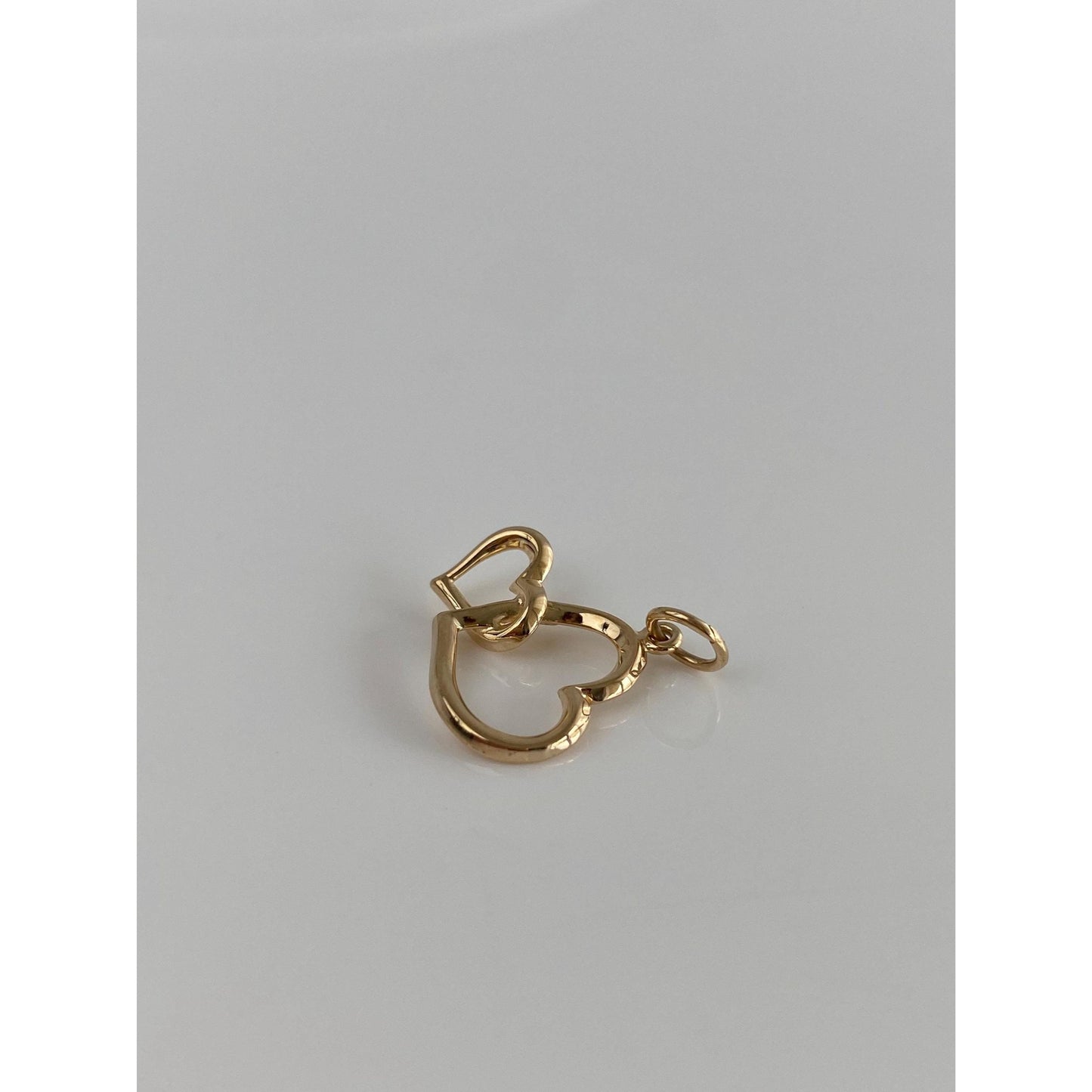 Solid 14k Yellow Gold Double Heart Charm