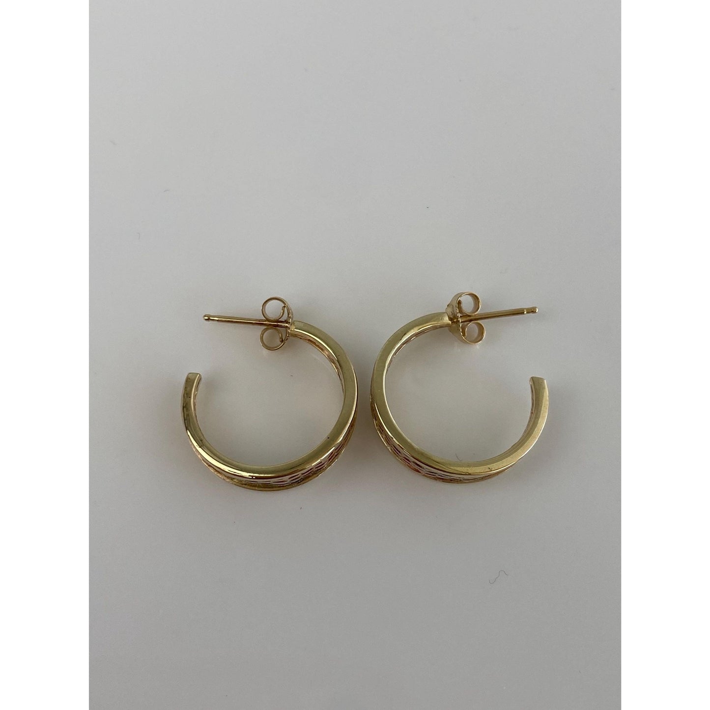Solid 14k Tri Tone Gold Mesh Hoop Earrings