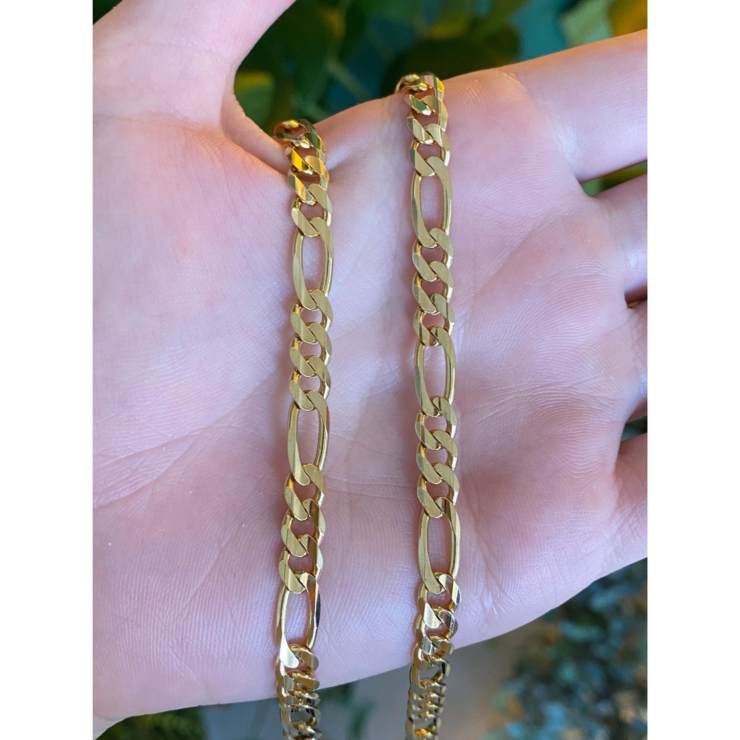Vintage Solid 14k Yellow Gold Figaro Chain Necklace - 18.25 inches
