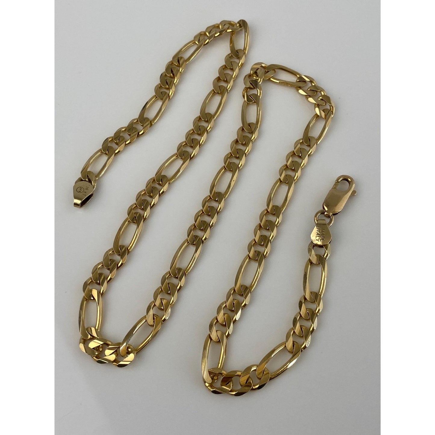 Vintage Solid 14k Yellow Gold Figaro Chain Necklace - 18.25 inches