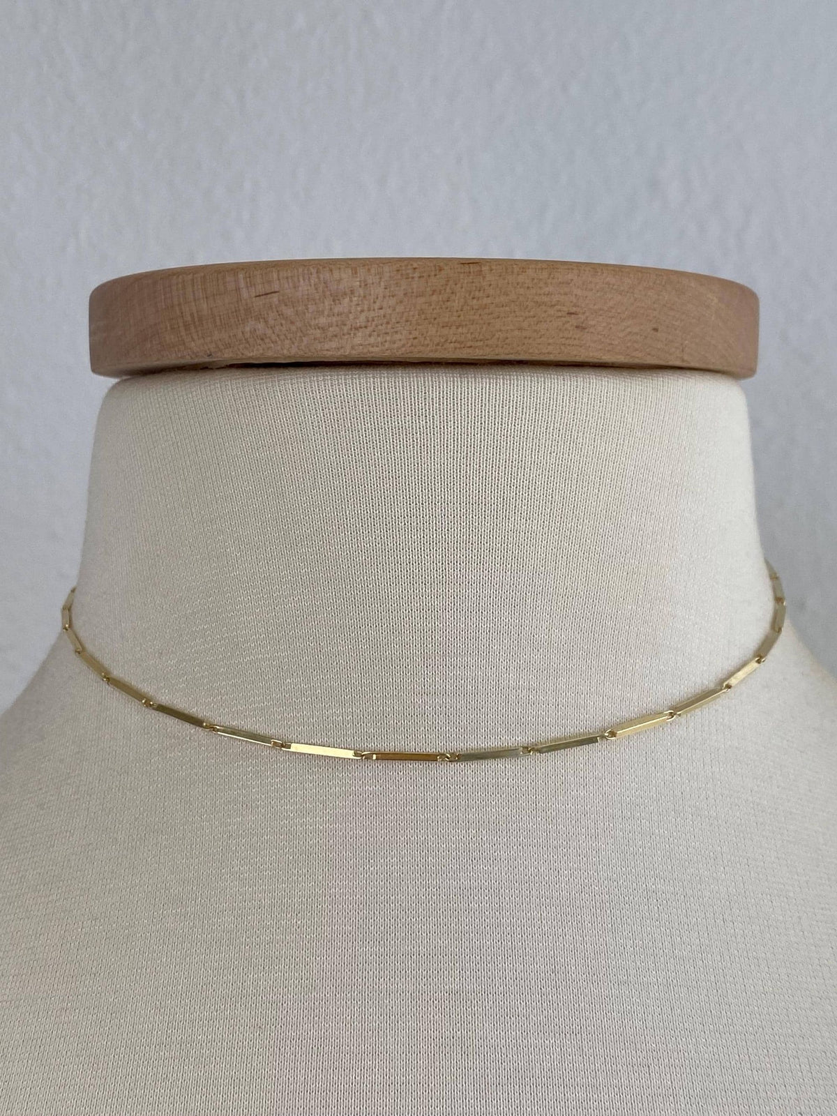 Vintage Solid 14k Yellow Gold Bar Link Necklace - 14.75 inches