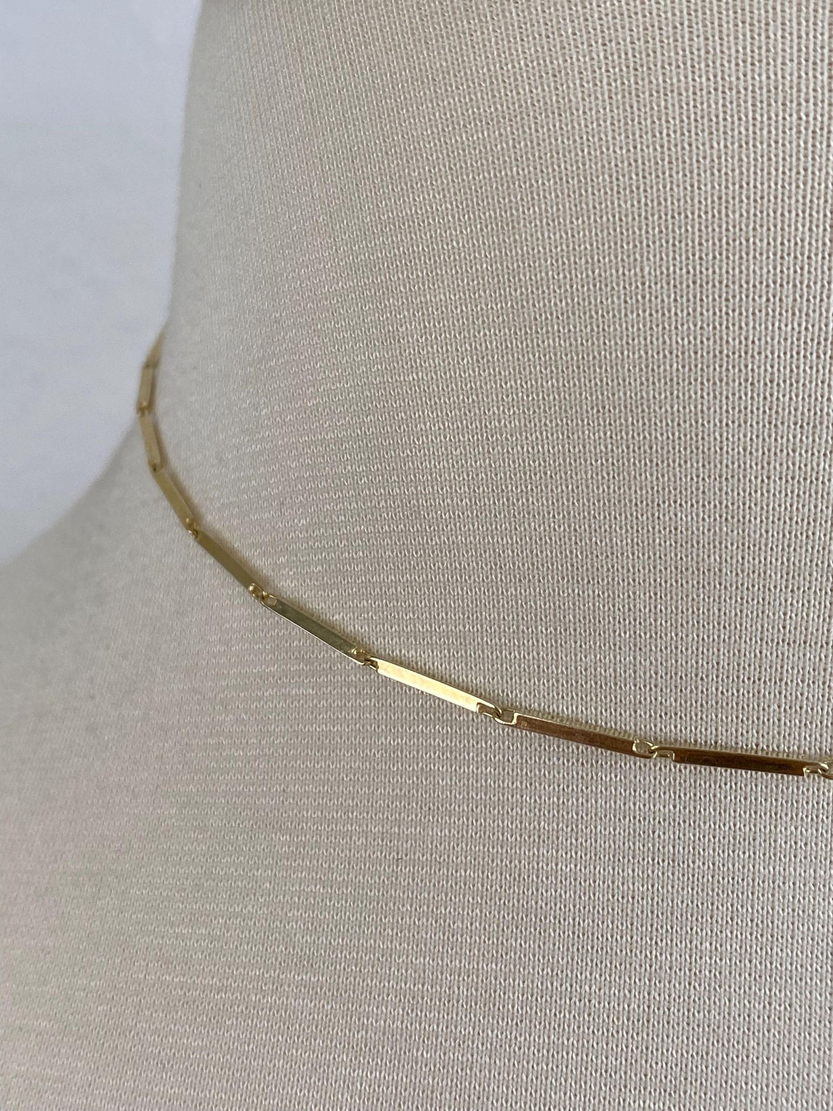Vintage Solid 14k Yellow Gold Bar Link Necklace - 14.75 inches