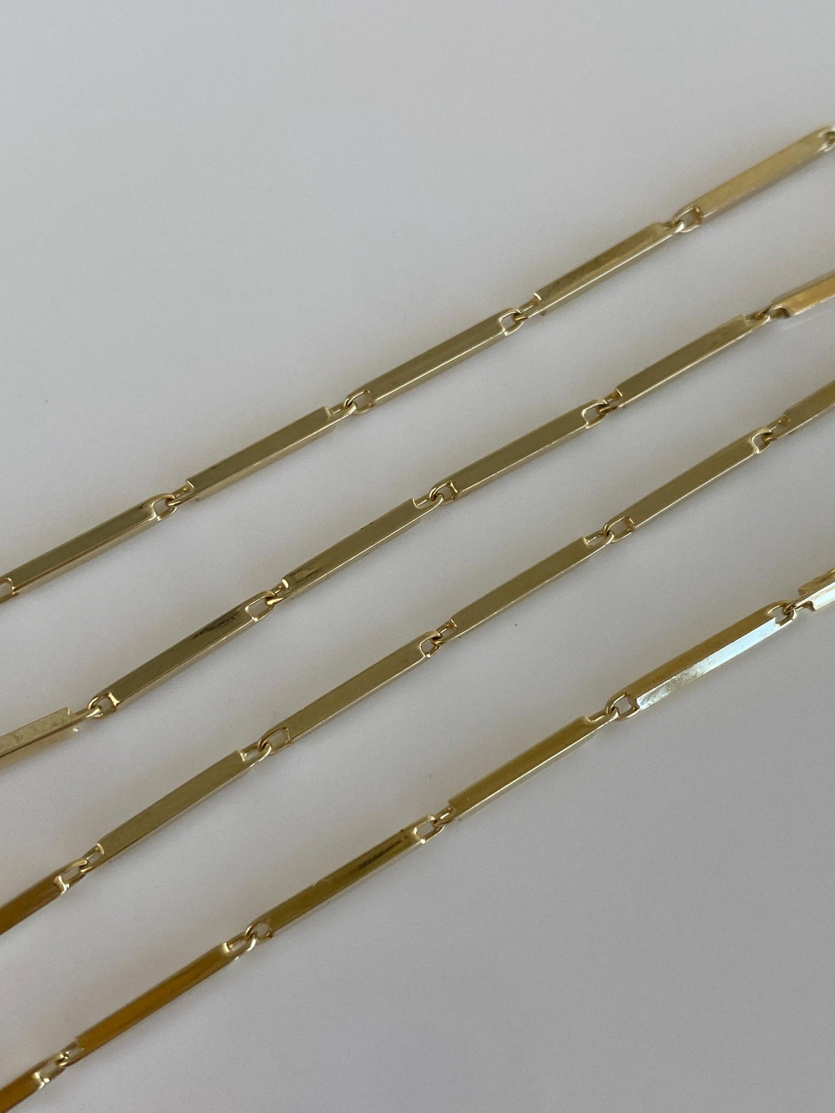 Vintage Solid 14k Yellow Gold Bar Link Necklace - 14.75 inches