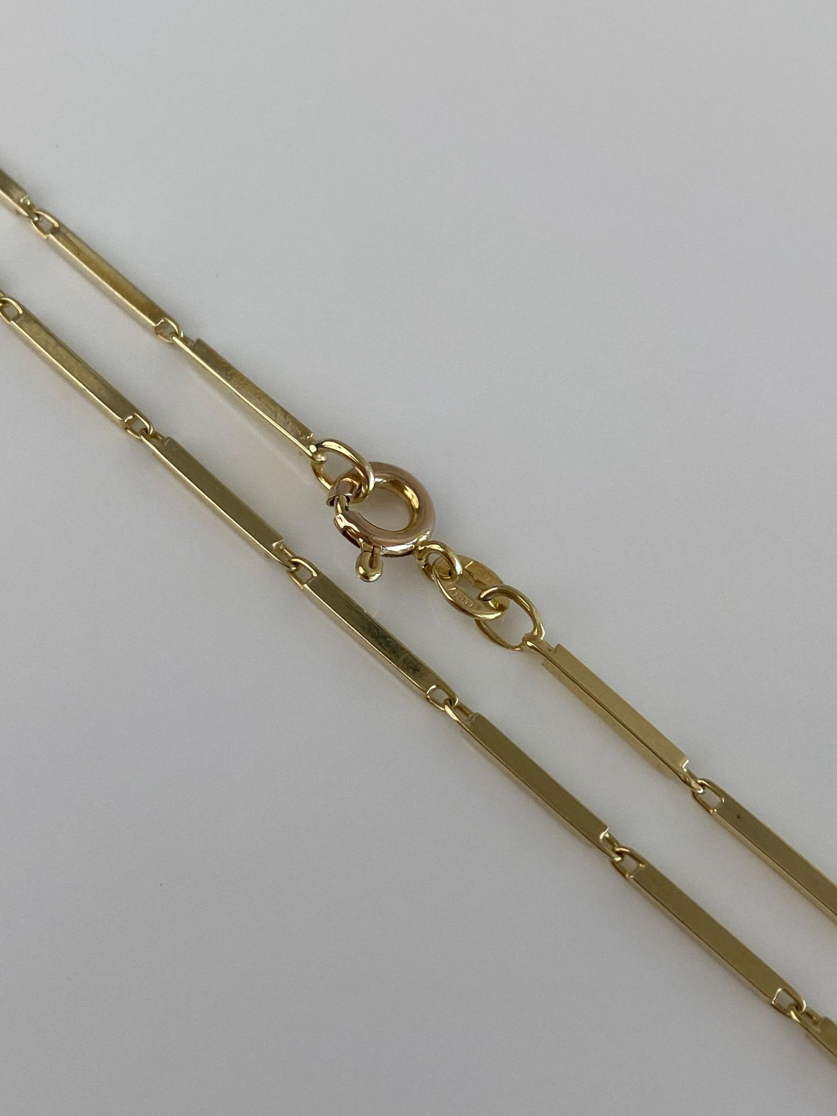 Vintage Solid 14k Yellow Gold Bar Link Necklace - 14.75 inches