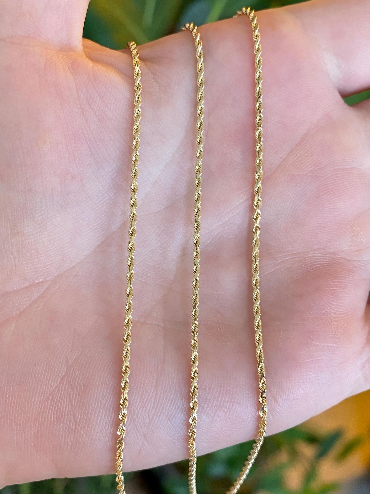 Vintage Solid 14k Yellow Gold Long Slim Rope Chain Necklace - 30 inches