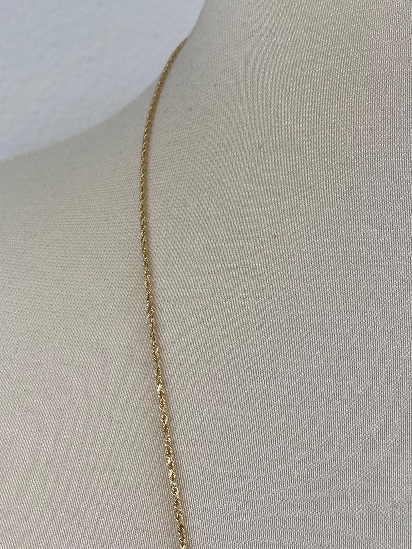 Vintage Solid 14k Yellow Gold Long Slim Rope Chain Necklace - 30 inches