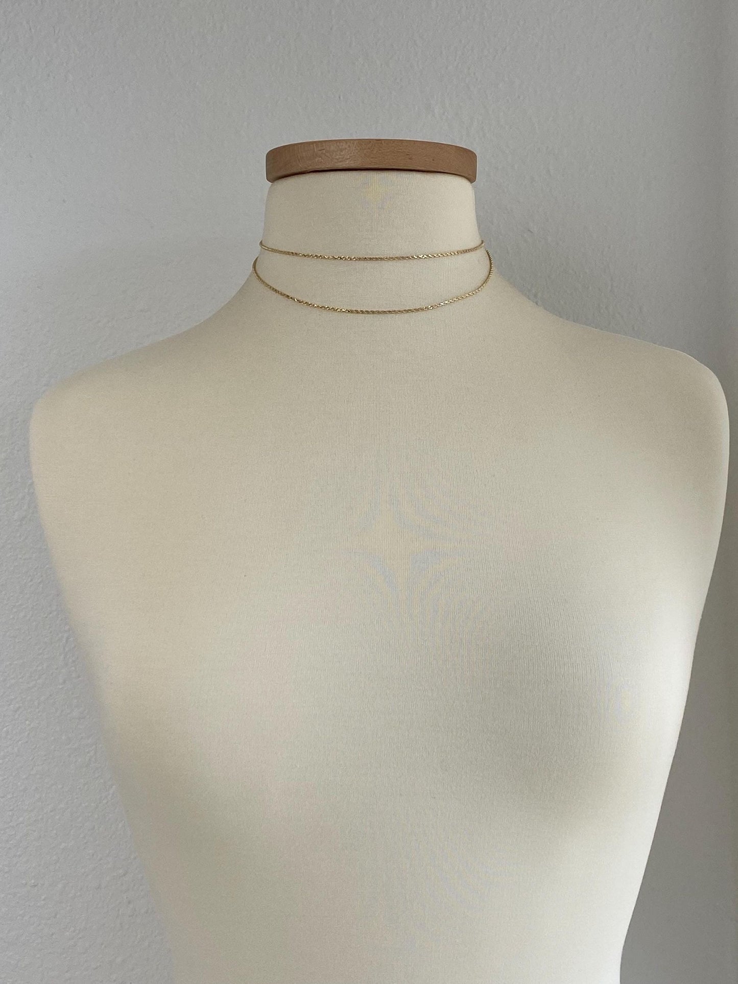 Vintage Solid 14k Yellow Gold Long Slim Rope Chain Necklace - 30 inches