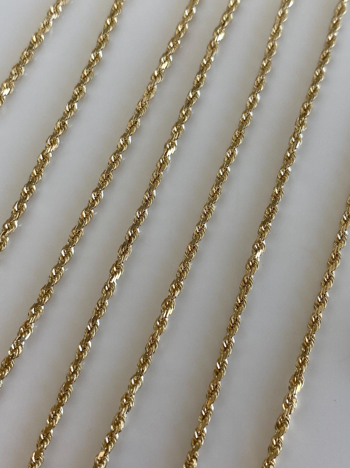 Vintage Solid 14k Yellow Gold Long Slim Rope Chain Necklace - 30 inches