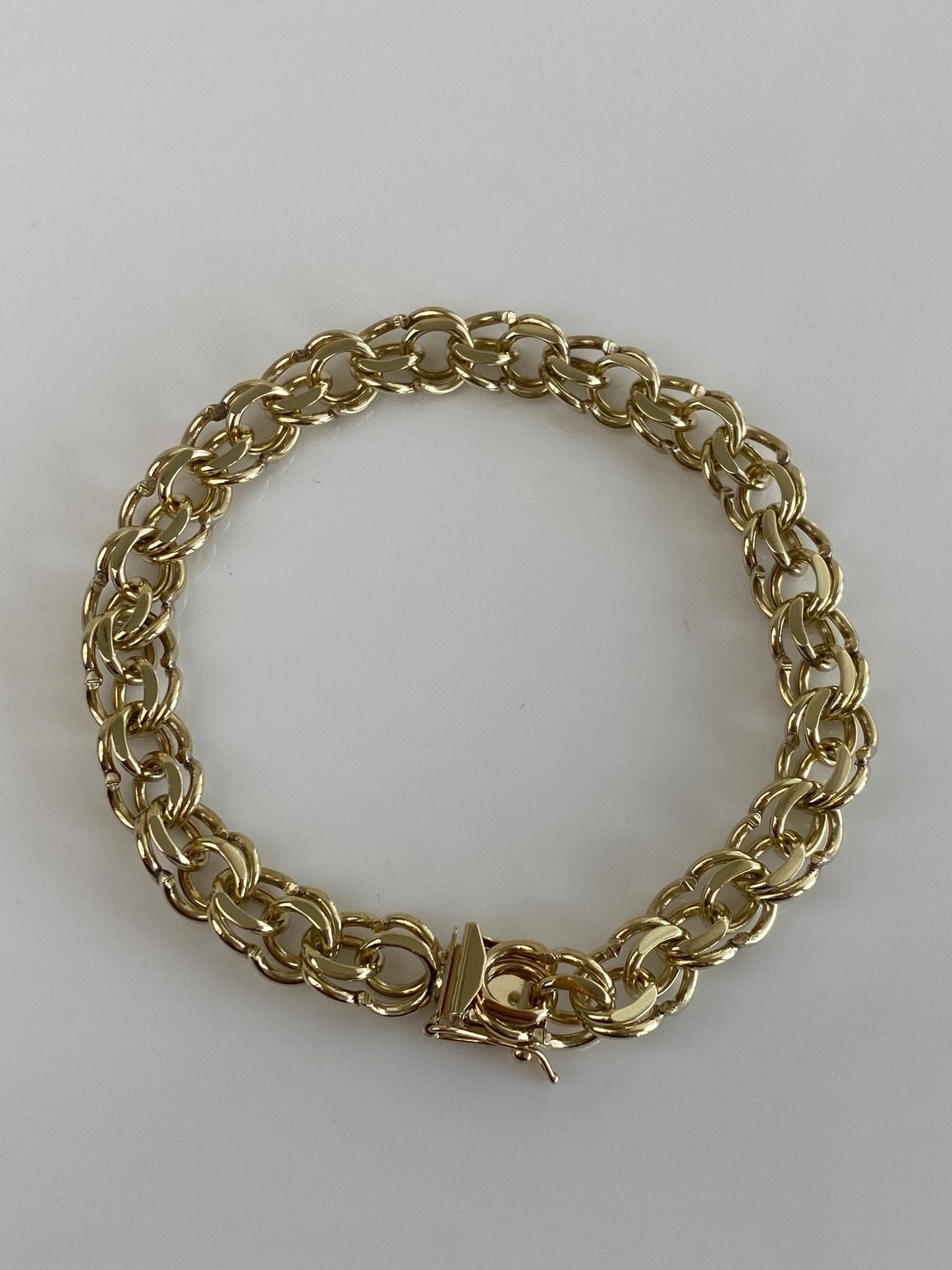 Vintage Solid 14k Yellow Gold Chunky Charm Bracelet - 8 inches