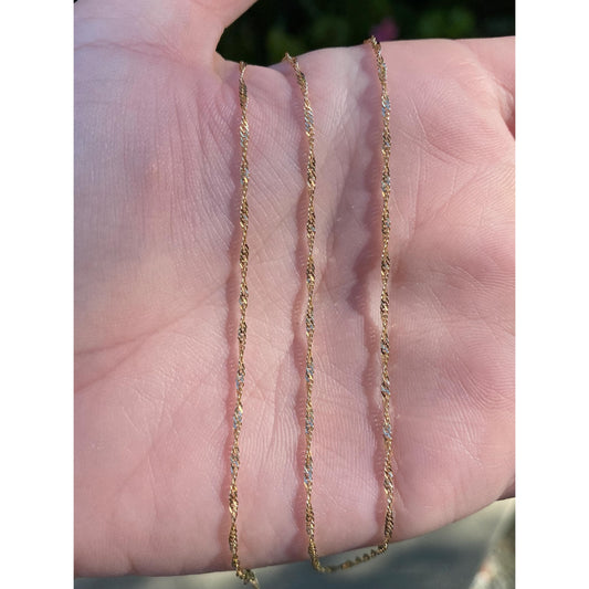 Vintage Solid 14k Yellow Gold Long Twist Chain Necklace - 23.75 inches