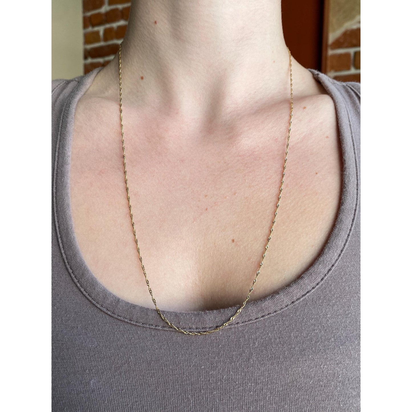 Vintage Solid 14k Yellow Gold Long Twist Chain Necklace - 23.75 inches