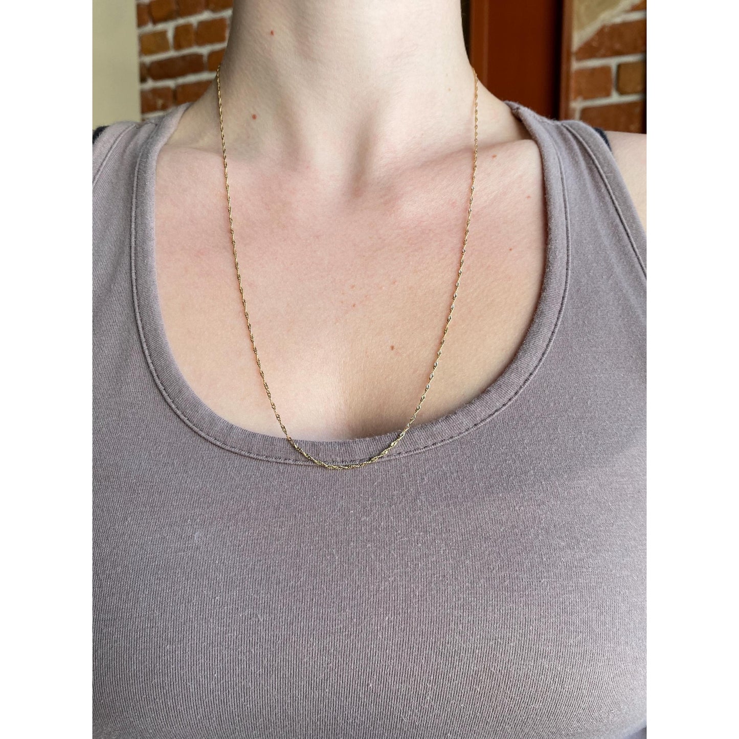 Vintage Solid 14k Yellow Gold Long Twist Chain Necklace - 23.75 inches