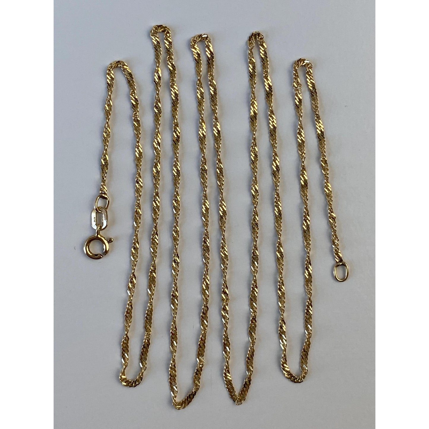 Vintage Solid 14k Yellow Gold Long Twist Chain Necklace - 23.75 inches