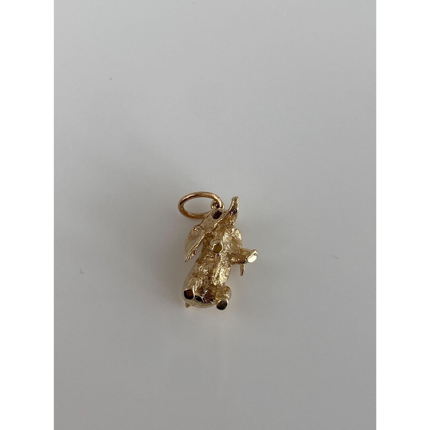 Vintage Solid 14k Yellow Gold Garnet Baby Elephant Charm